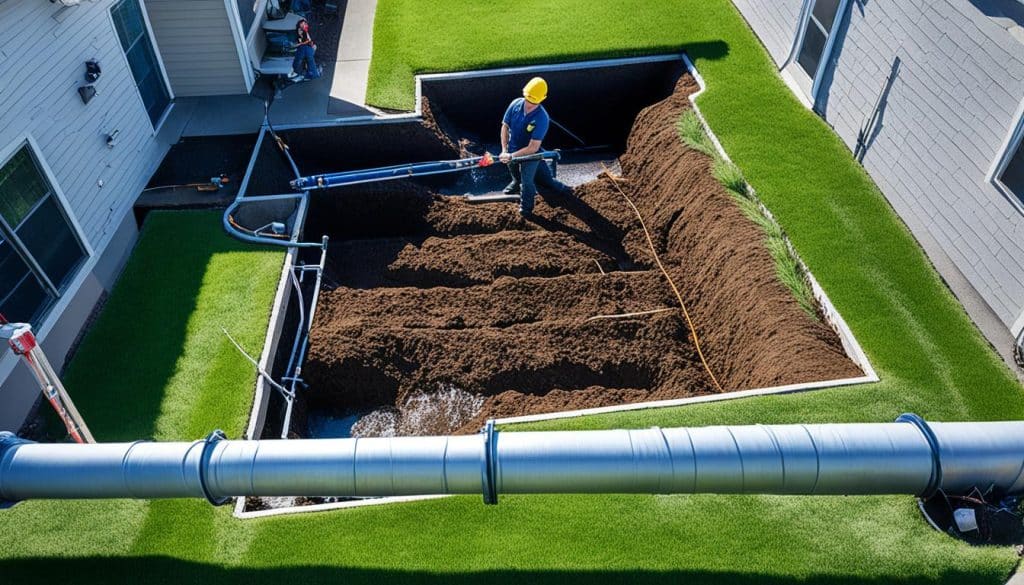 French drain installation for landscape drainage - French Drain Installation